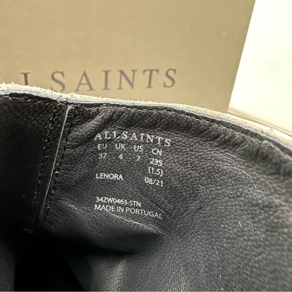 All Saints Lenora Suede Boots in Stone White